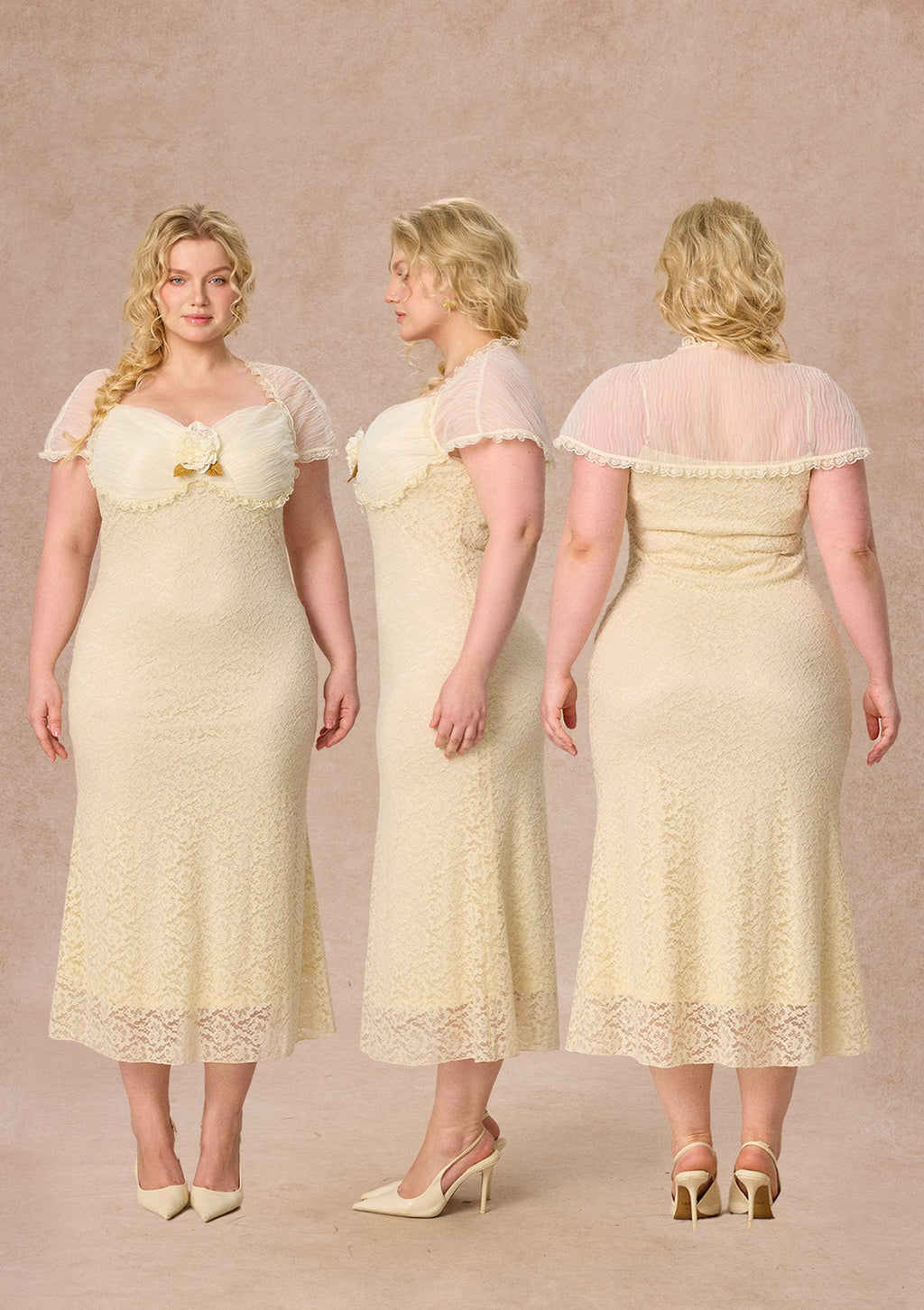 Curve&Plus Cream Letter Dress