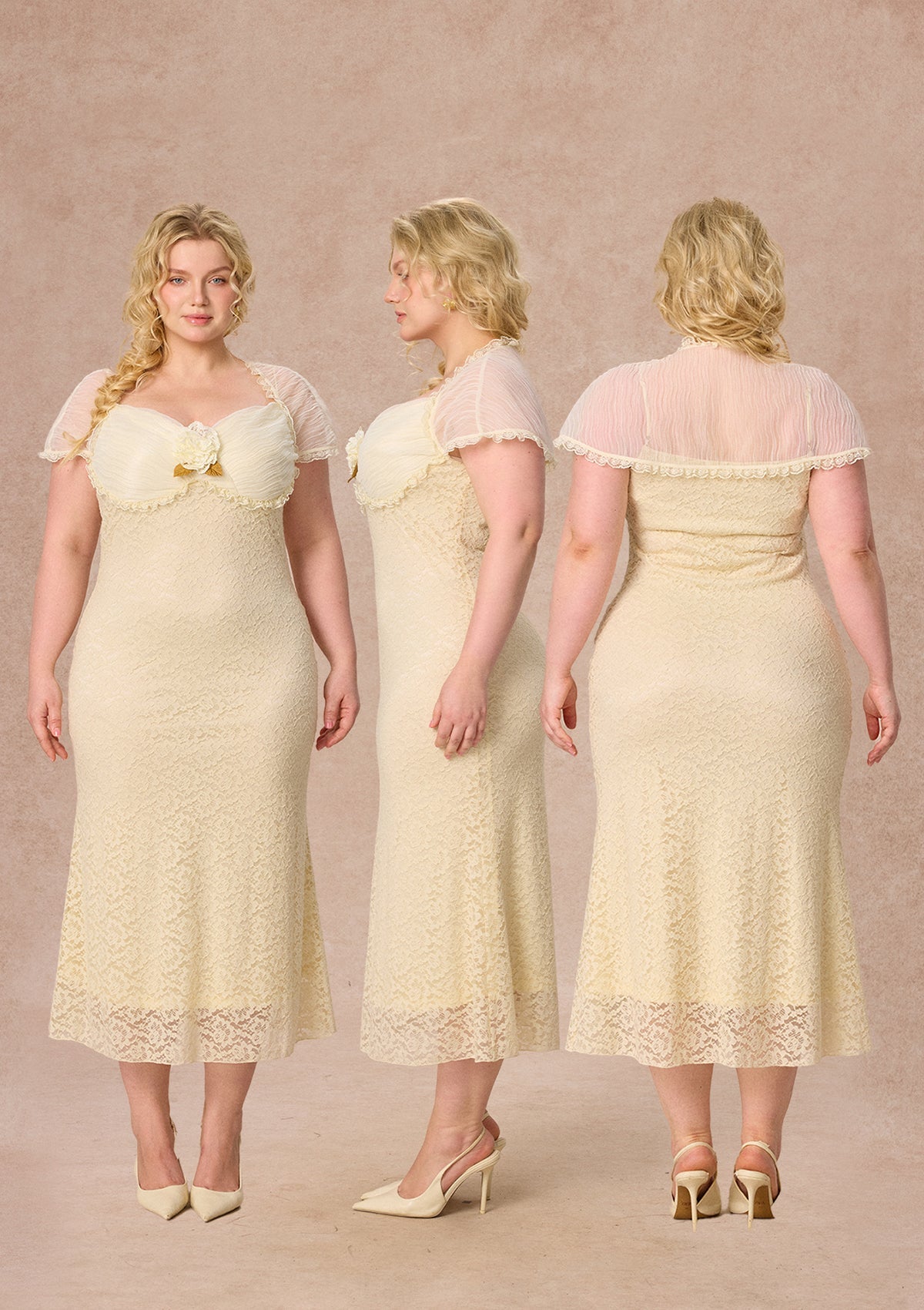 Curve&Plus Cream Letter Dress