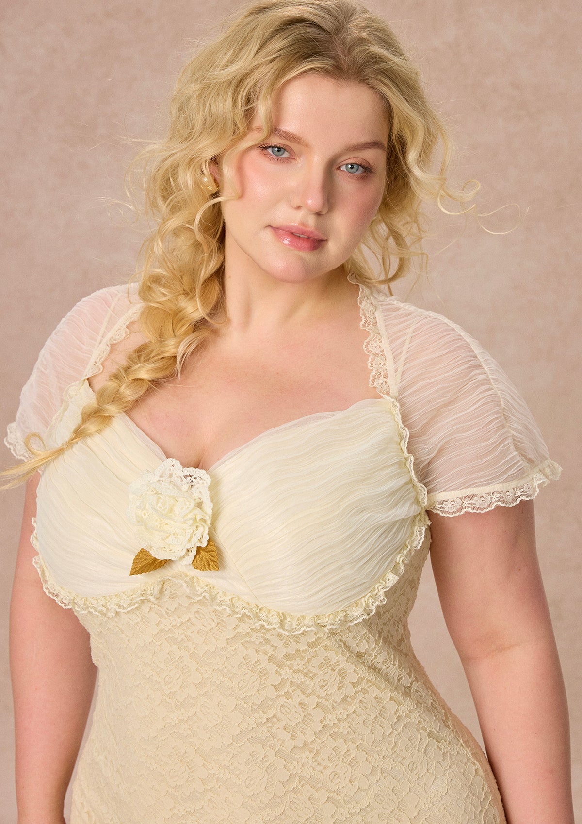 Curve&Plus Cream Letter Dress