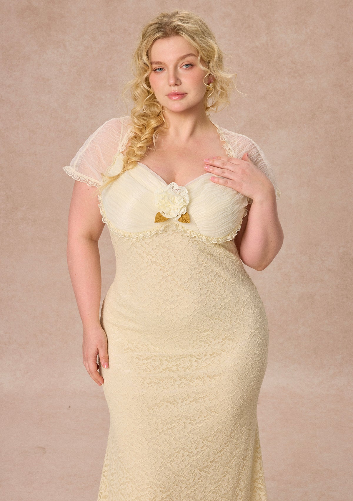 Curve&Plus Cream Letter Dress