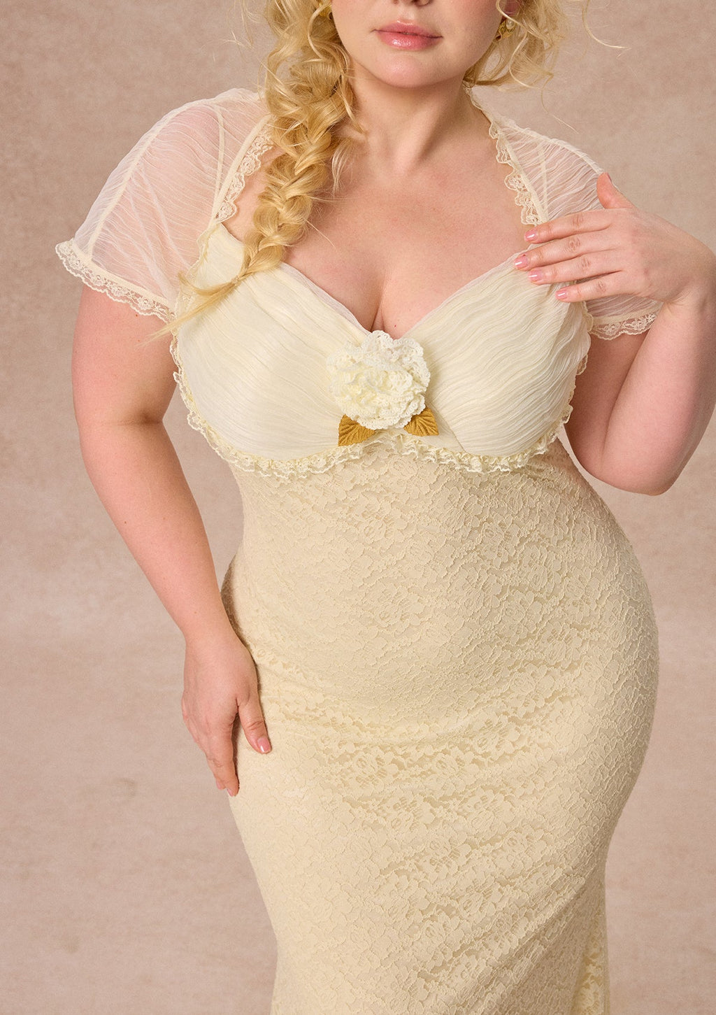 Curve&Plus Cream Letter Dress