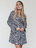 Catwalk Mini Dress  - Grey Leopard - Pre Order