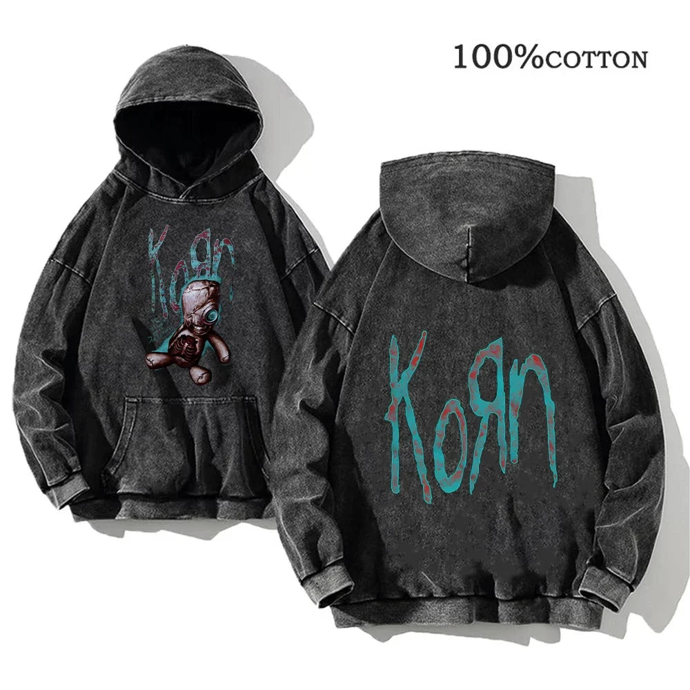 World Tour Hoodies Vintage Washed Men's Sweatshirts Cotton Hip Hop Streetwear Hooded Pullover Loose Y2K Tops