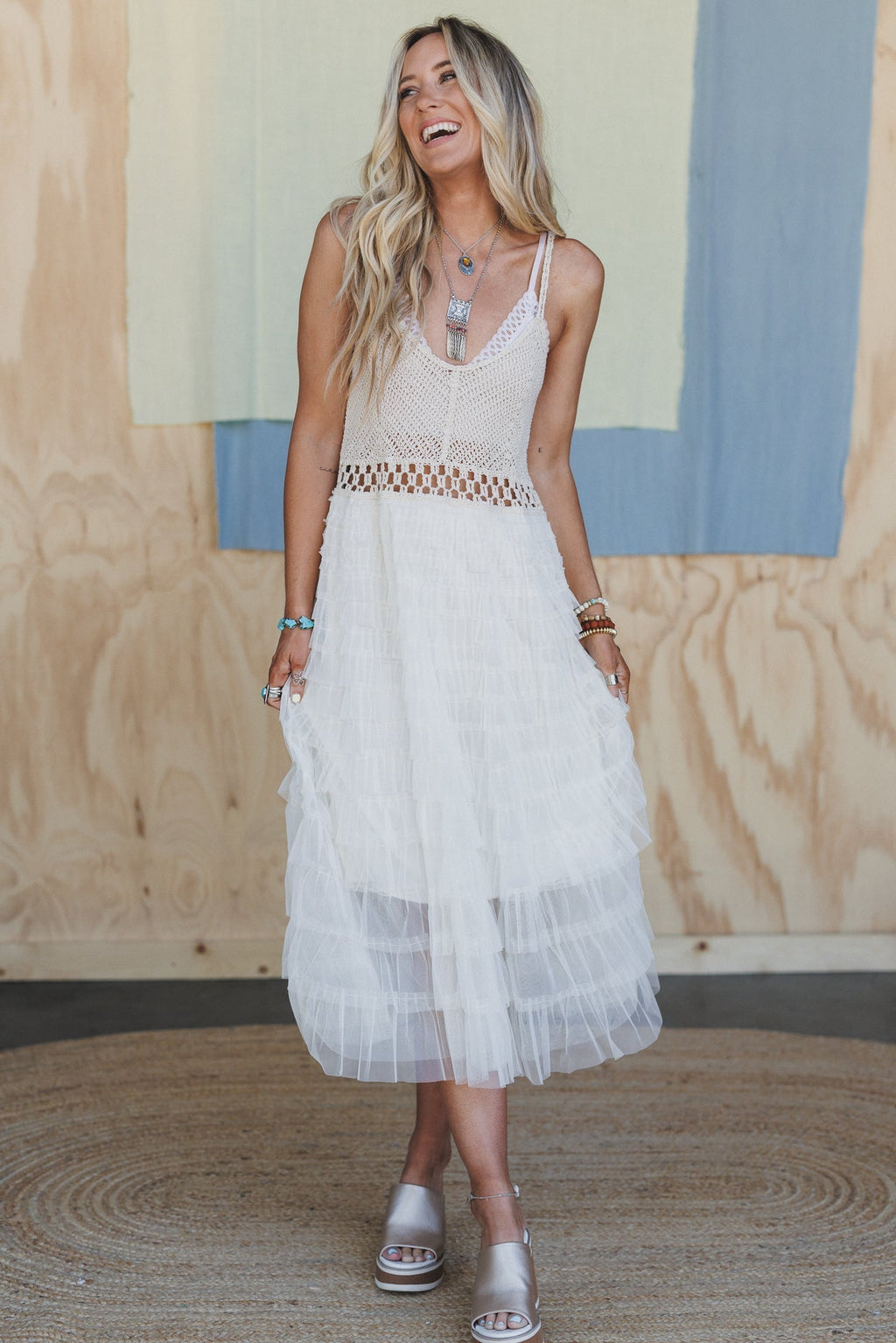 Boho Dreamer Slip Dress - Cream