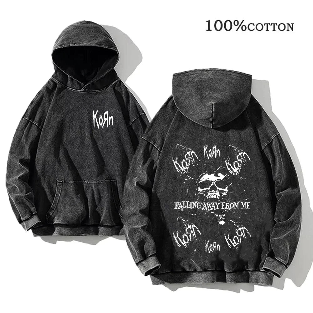 World Tour Hoodies Vintage Washed Men's Sweatshirts Cotton Hip Hop Streetwear Hooded Pullover Loose Y2K Tops
