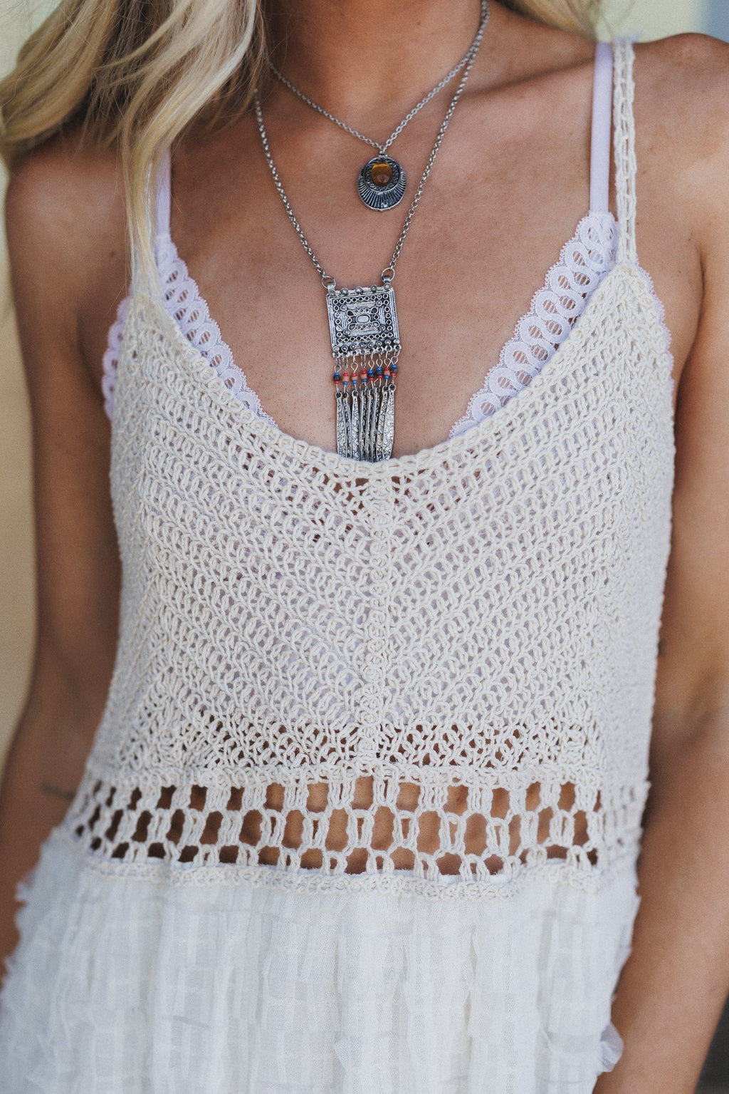 Boho Dreamer Slip Dress - Cream